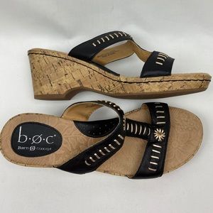BOC Naiomi Leather Cork Wedge Sandals size 9